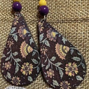 Handmade Wooden Floral Boho Gypsy Earrings